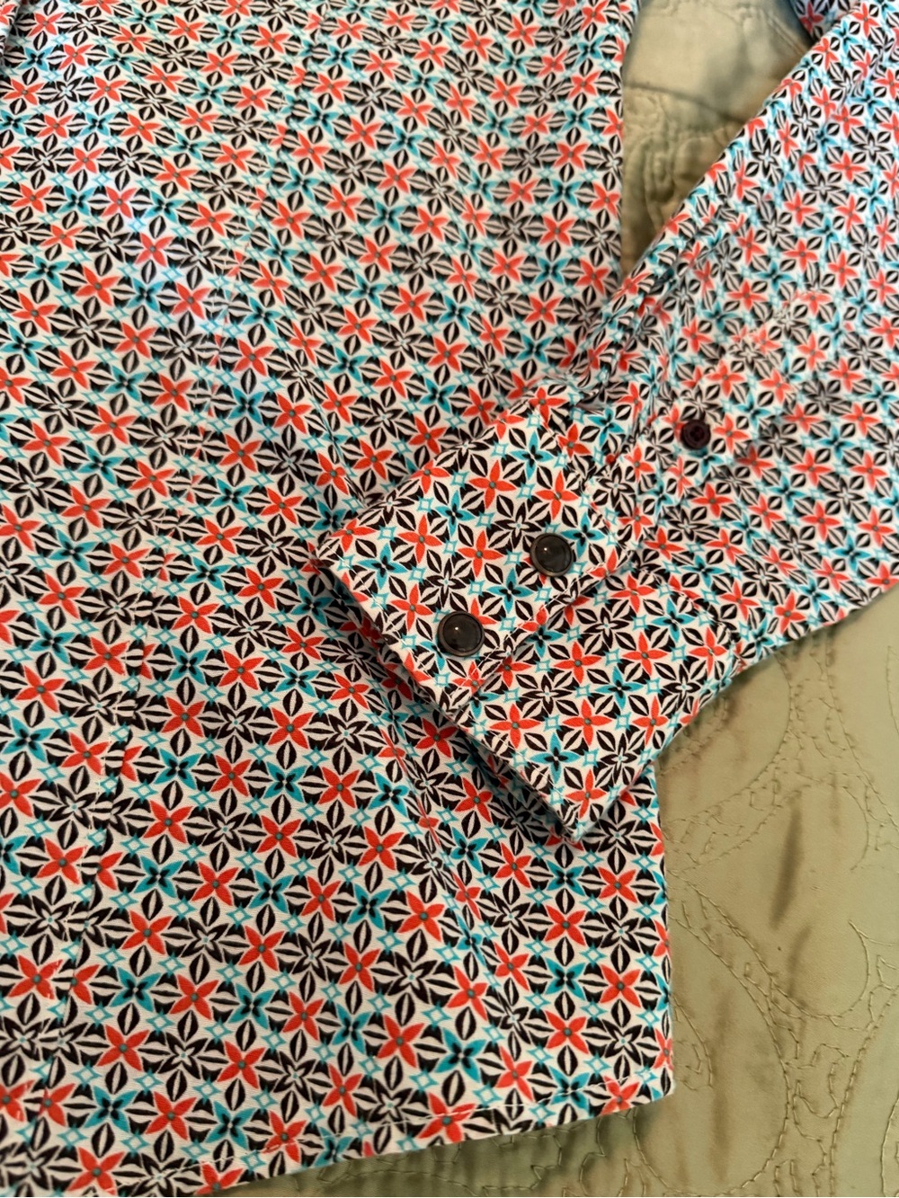Cinch Retro Mid Century Modern, MCM Floral Pearl Snap Western Cowgirl Shirt, M - Picture 5 of 12